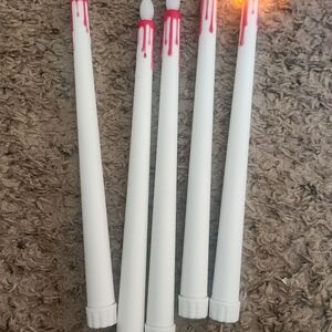 Flameless LED Taper Candles with Dripping Red Wax Effect